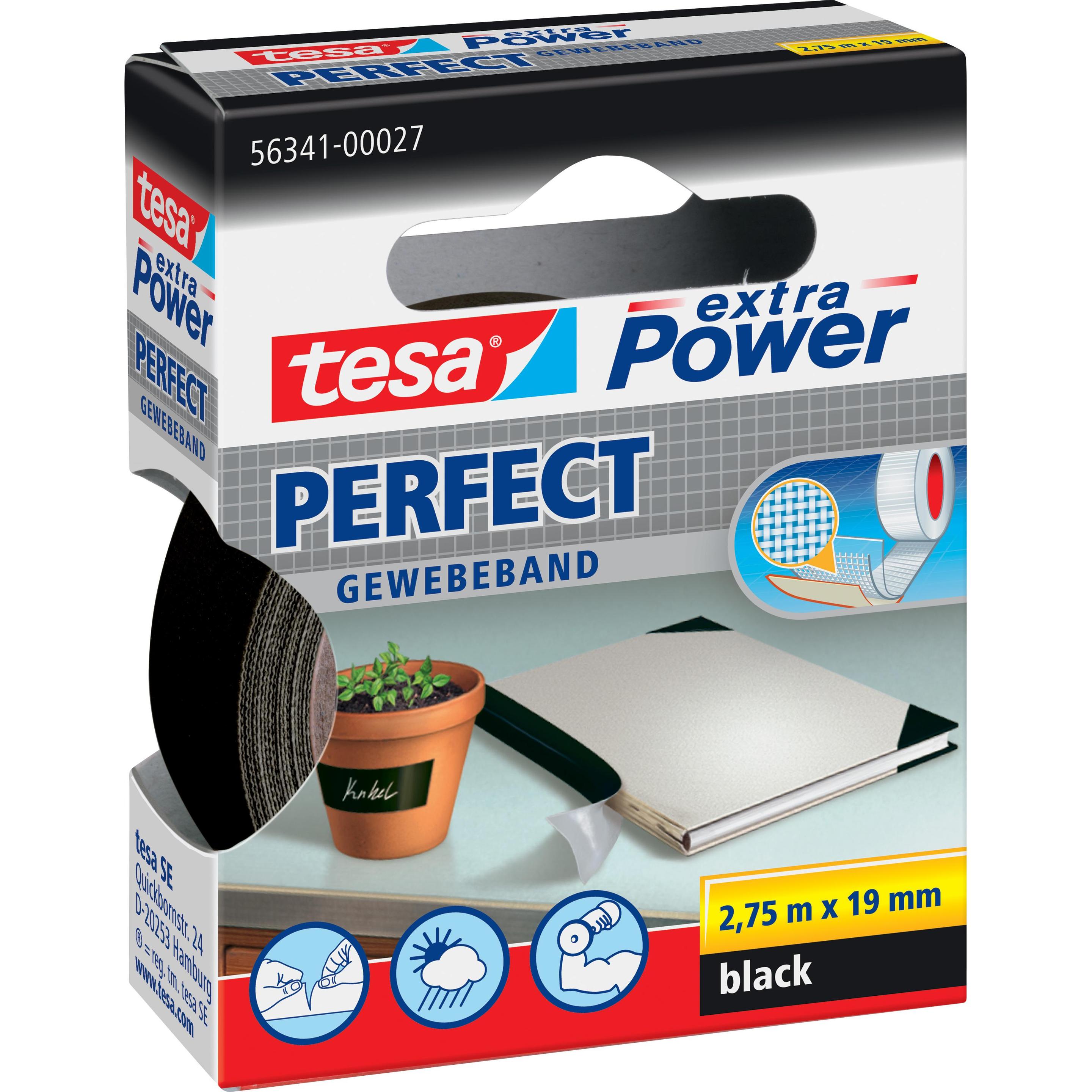 tesa, Klebeband, EXTRA POWER PERFECT Gewebeband, gewebeverstärktes Ductape (19 mm)