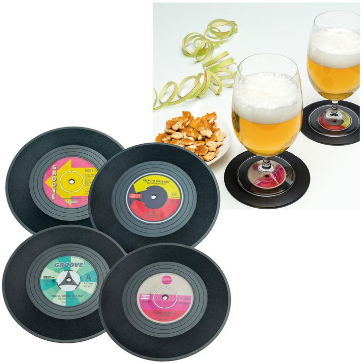 Immagine prodotto Ootb Set di sottobicchieri Disco in vinile (4 x, Sottobicchiere in vetro)