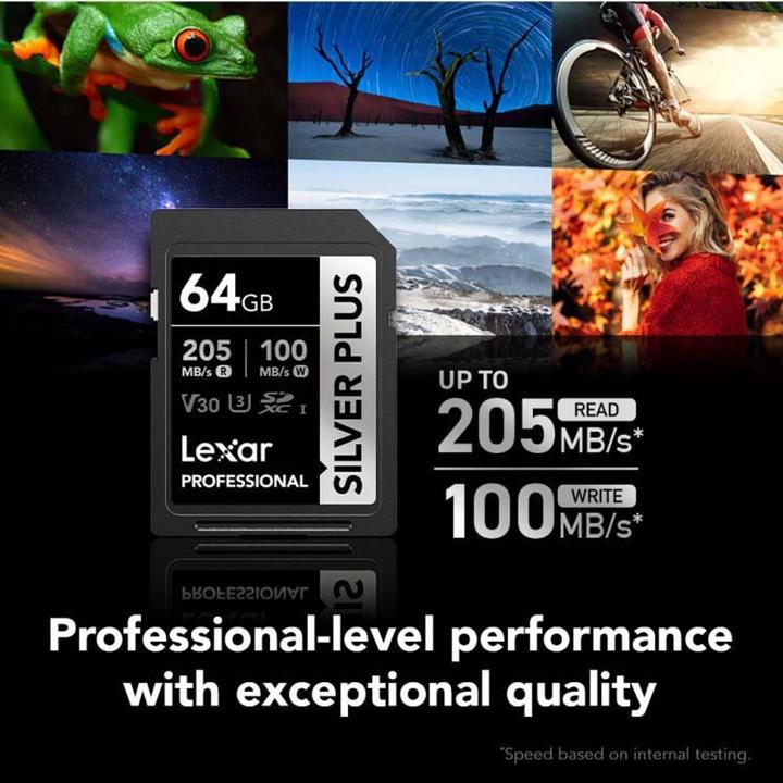 Actual product image Lexar Professional Silver Plus (64 GB, SDXC, U3, UHS-I)