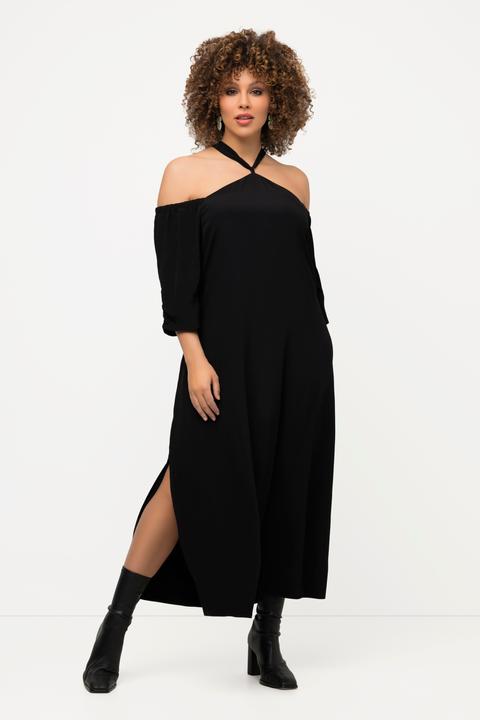 Produktbild Ulla Popken Midikleid, Neckholder, A-Linie, Seitenschlitz, Langarm (54)