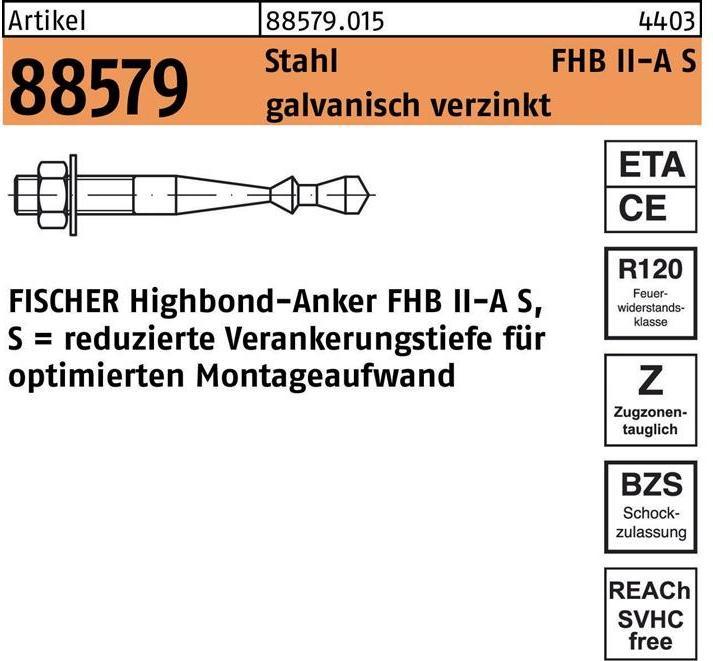 Actual product image Fischer Highbond anchor R 88579 M 12 x 75/ 25 galvanised steel (10 pcs.)