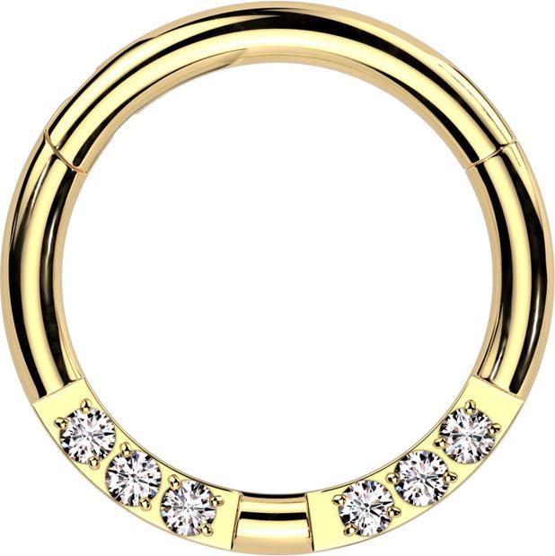 Immagine prodotto Star Piercing Anello a micro segmenti incernierato con cristalli anteriori placcati in oro e separati in argento (Acciaio chirurgico 316L)