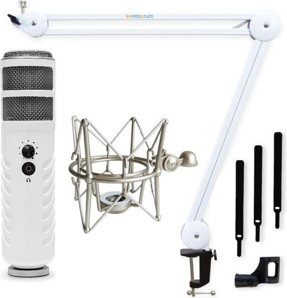 Actual product image RØDE Podcaster with microphone arm white with spider