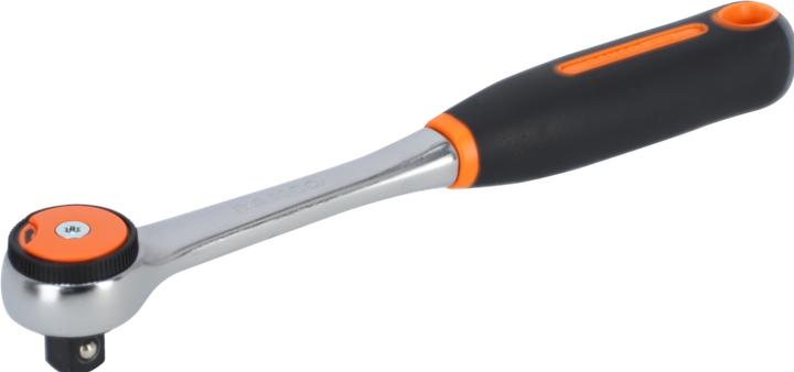 Produktbild Bahco 1/2"-Umschaltknarre mit rundem Knarrenkopf, 72 Zähnen und 5°-Rückschwenkwinkel, 267 mm (1/2")