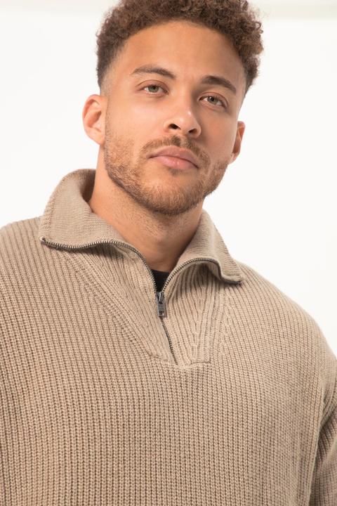 Actual product image Sthuge sweater, wool content, stand-up collar with zip, up to 8 XL (6XL)