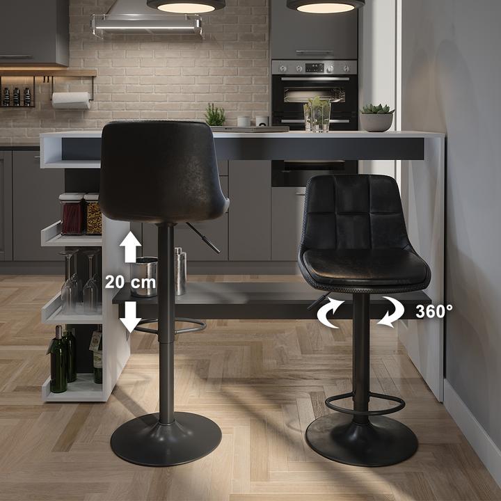 Produktbild Vicco Barhocker 2er Set Sena, Schwarz, 38.5 x 86 cm