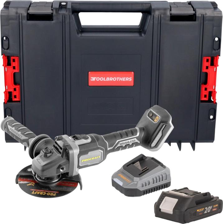 Produktbild Procraft Industrial AG125Bbb Akku Winkelschleifer 20 V 125 mm Brushless + 1x Akku 2,0 Ah + (125 mm)
