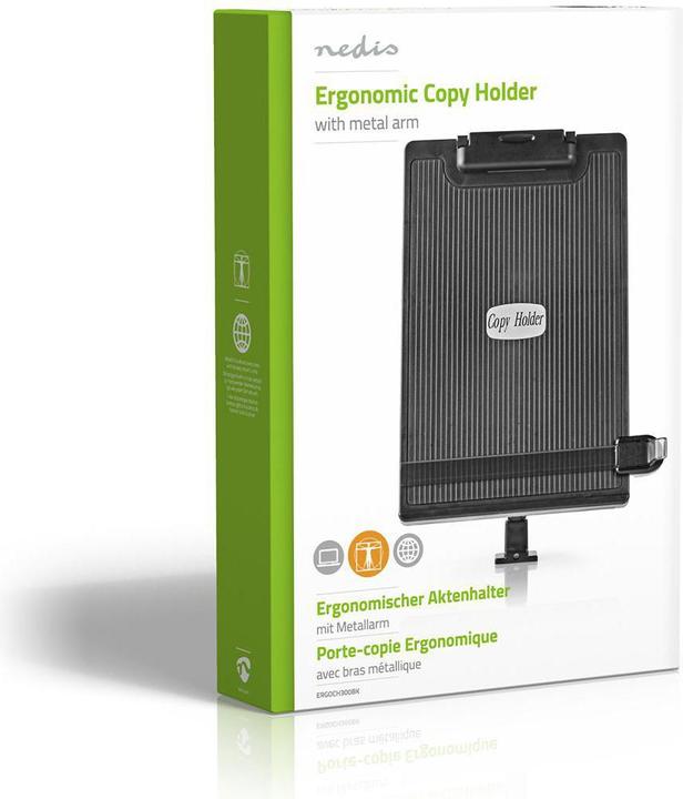 Immagine prodotto Nedis Portadocumenti Portadocumenti Ergonomico Portadocumenti Completamente Mobile da Scrivania Nero (1x)