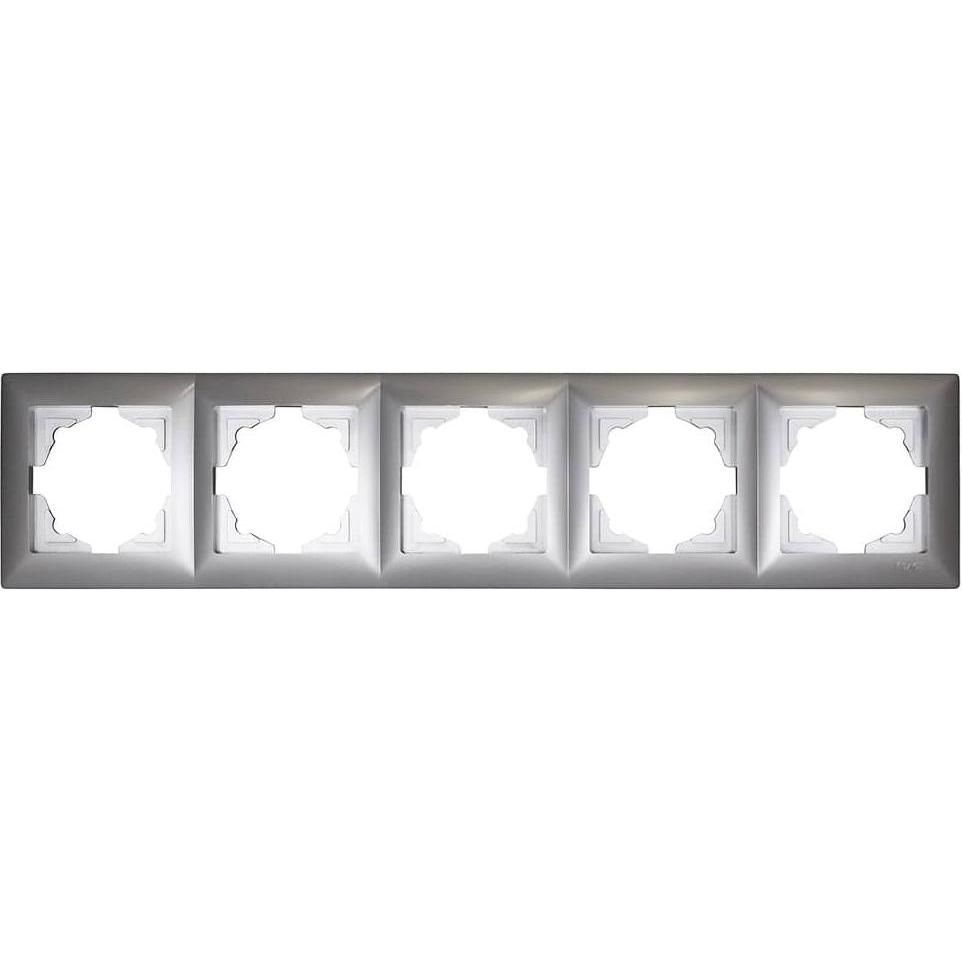 Gunsan Visage 5-fach Rahmen für 5 Steckdosen Schalter Dimmer Silber, Taster + Schalter, Silber