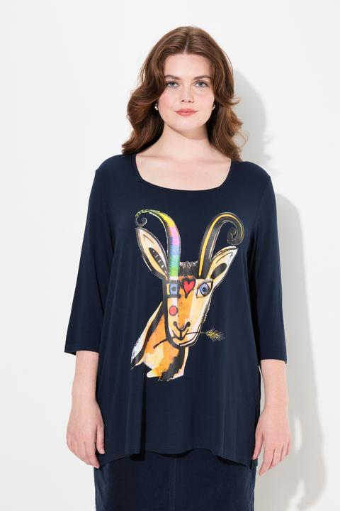 Produktbild Ulla Popken Shirt, Katzenmotiv, A-Linie, Carree-Ausschnitt, 3/4-Arm (46, 48)