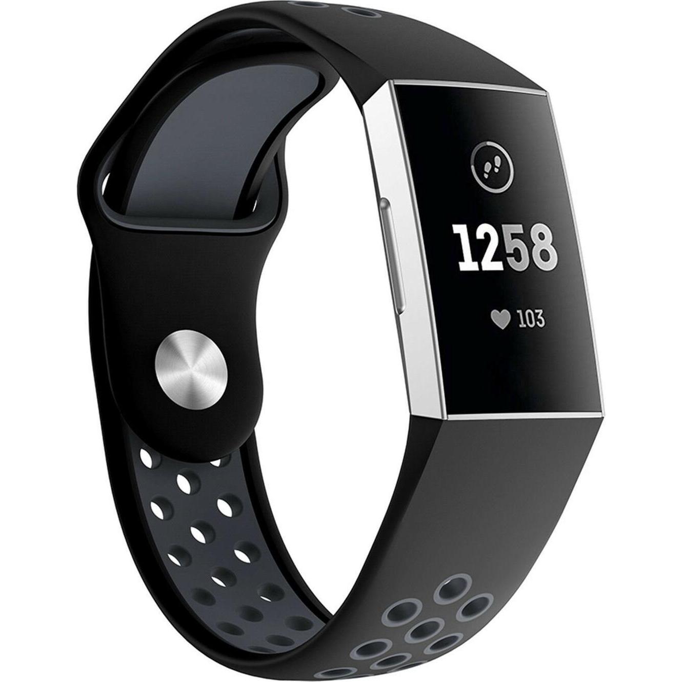 Strap-it Sportarmband (Silikon, Charge 3), Uhrenarmband, Schwarz, Mehrfarbig, Grau