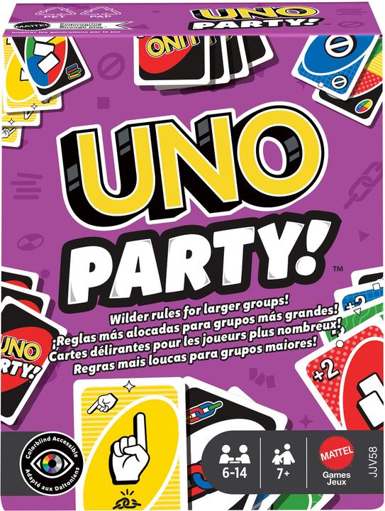 Actual product image Mattel Games UNO Party (English, Estonian, Hebrew, Latvian, Lithuanian, Russian, Ukrainian, 2 - 10 Players)
