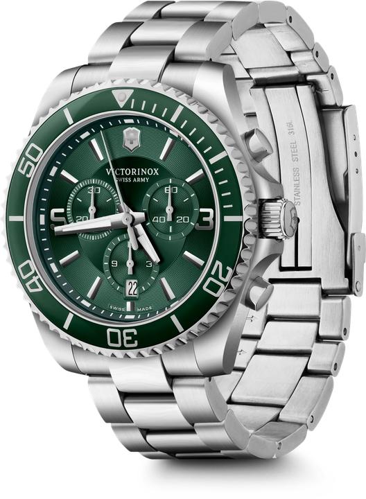 Produktbild Victorinox Maverick Chrono 43, GRN dial, GRY SST br (Chronograph, 43 mm)