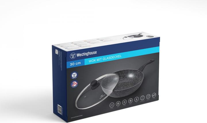 Produktbild Westinghouse Wokpan Inductie - 32 cm - Zwart Marmer - met Deksel (32 cm, Wok Pfanne, Aluminium)