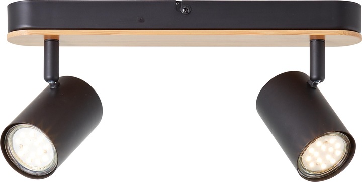 Produktbild Brilliant Niels Spotbalken 2flg schwarz matt/natur (GU10)