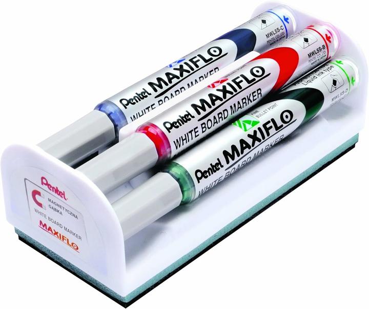 Pentel Whiteboardmarker MAXIFLO Slim 4erSet (Mehrfarbig, 2 mm, 4 x)