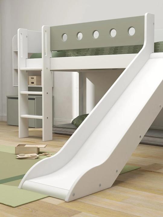 Immagine prodotto Flexa Letto bianco a mezza altezza con scivolo e scala dritta (90 x 200 cm)
