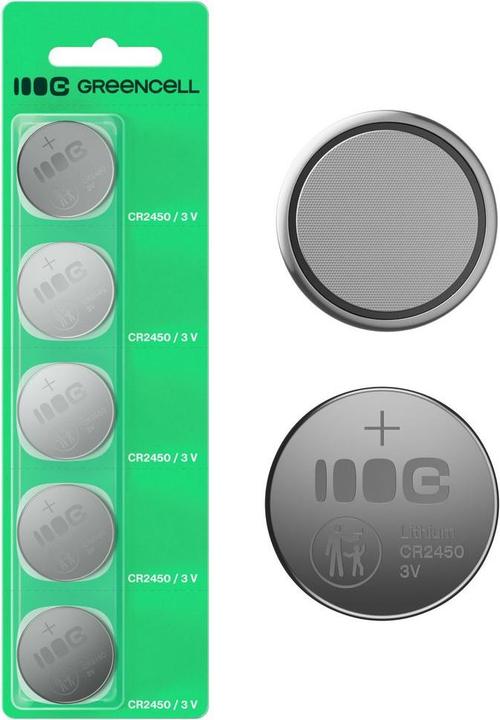 Actual product image GreenCell Charger Green cell Baterijas Green Cell Blister 5x Lithium Battery CR2450 (5 pcs., CR2450, 600 mAh)