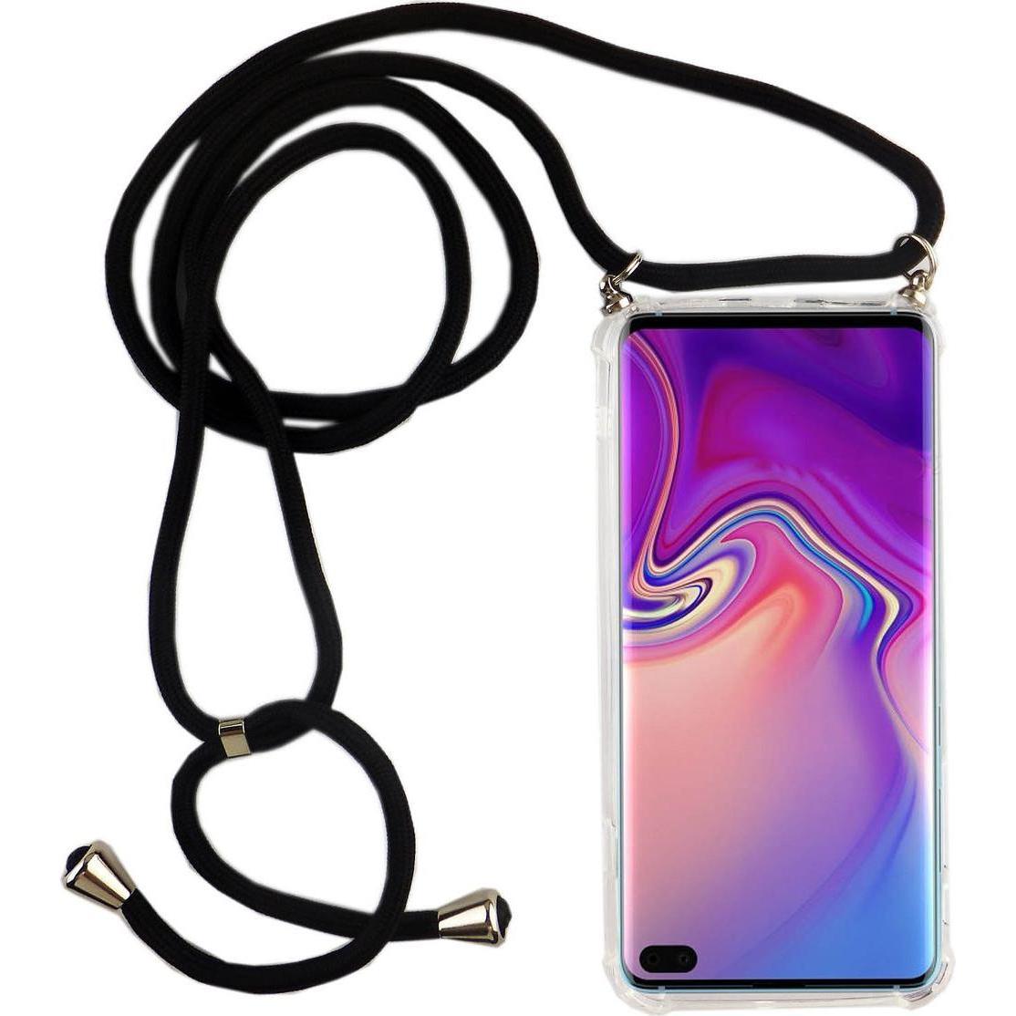 König Design Handyhülle für Samsung Galaxy S10 Plus Schutzcase Backcover Bumper Transparent, Handykette, Transparent