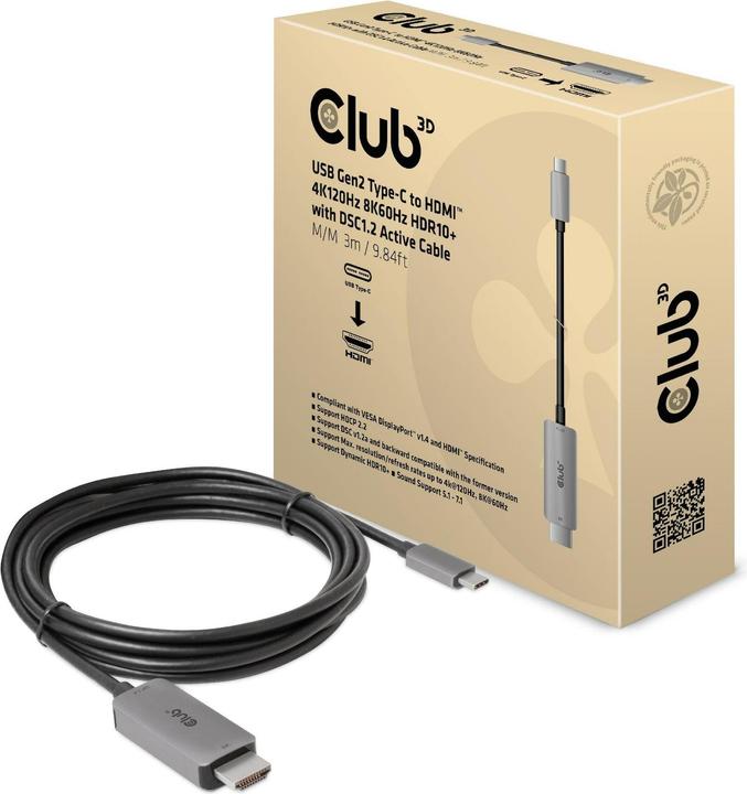 Immagine prodotto Club 3D HDMI (tipo A) - USB C (3 m)