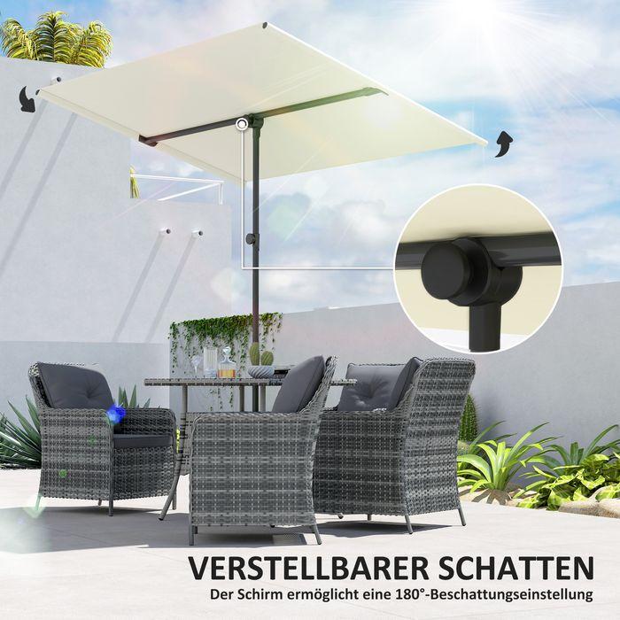 Image du produit Swisshandel24 Sonnenschirm 180 Grad drehbar Höhenverstellbar Alu 150x205cm Beige (2.05 m)