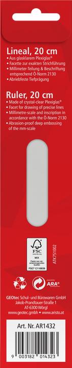Productafbeelding Aristo Plastic liniaal 20cm (20 cm)