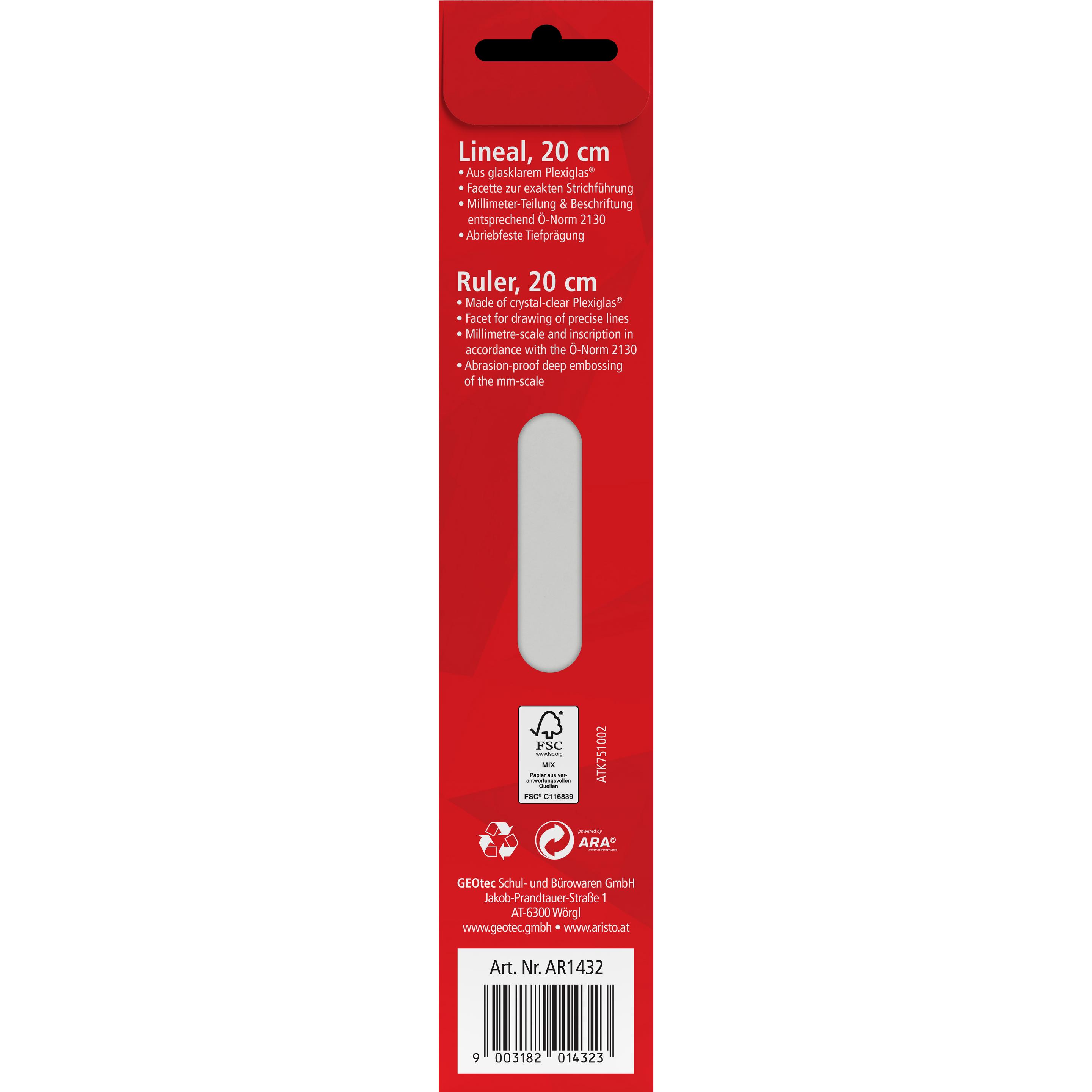 Thumbnail - Aristo, Lineal, Lineal Plastik 20cm (200 mm)