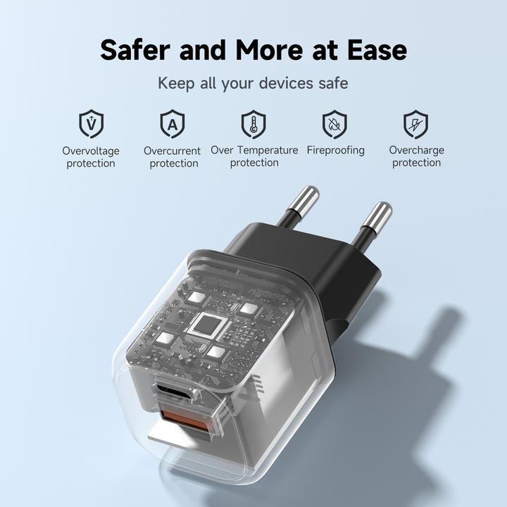 Image du produit FoneKit Mini 20W USB-C + USB-A Charger, black (20 W, 2 ports)