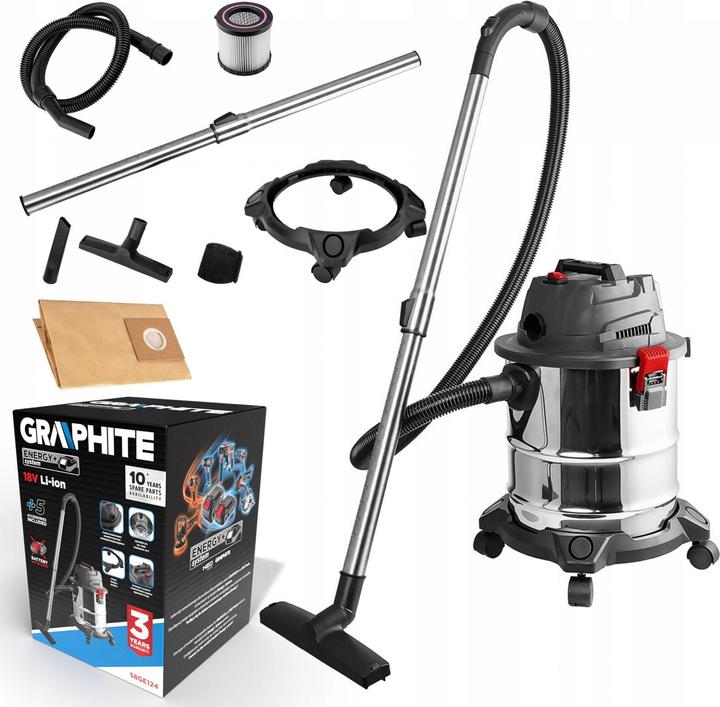 Immagine prodotto Graphite Hoover Energy+ 18V Li-lon, bagnato e asciutto, serbatoio da 20L (Aspirapolvere a umido e a secco)