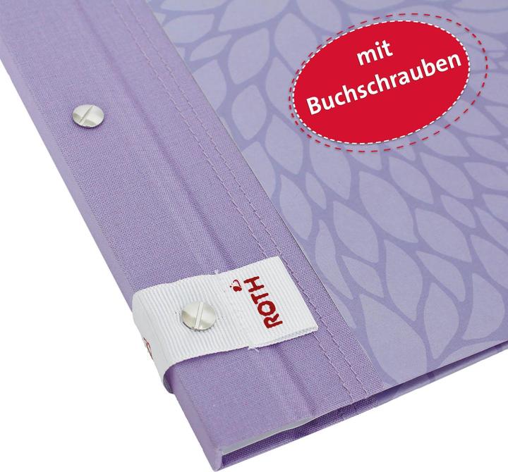 Produktbild Roth Zeugnismappe Pattern mit Buchschrauben ""Lila Paradise"" farbiger Metallic-Leineneinband mit Buchsch (A4, 1x)