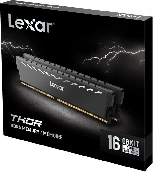 Produktbild Lexar Memory DDR4 THOR Gaming Black 16GB (2 * 8GB) (2 x 8GB, 3200 MHz, DDR4-RAM, U-DIMM)