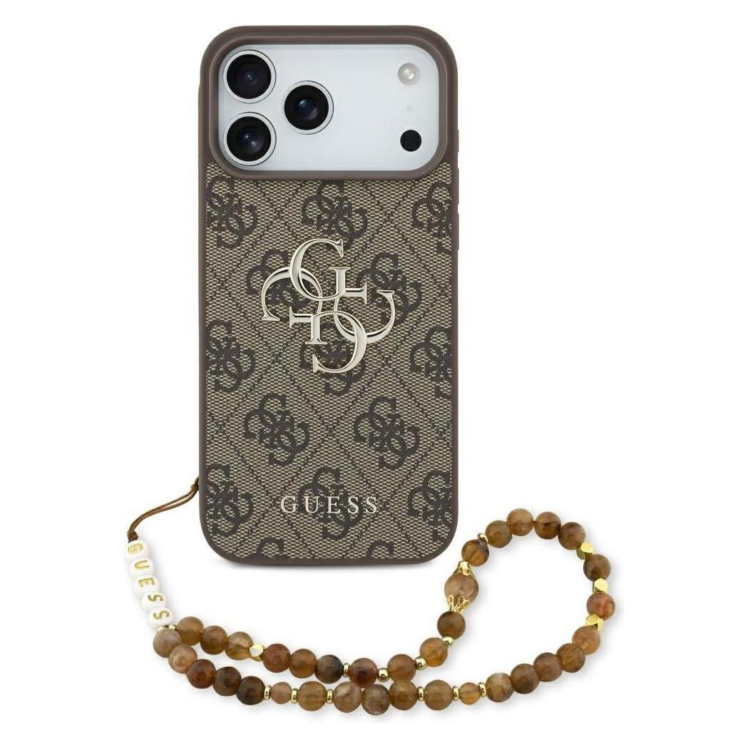 Guess - Hardcase 4G Classic Logo With Pearl Strap (GUHCP17XP4GMGSW) - IPhone 17 Pro Max - Brown (Apple IPhone 17 Pro Max), Smartphone Hülle, Braun
