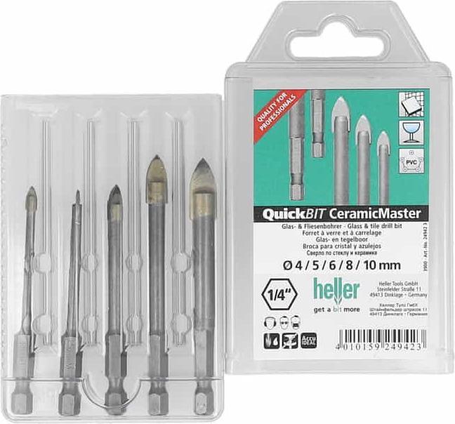 Actual product image Heller Glass and tile drill bit set 5t (6 mm, 10 mm, 5 mm, 8 mm, 4 mm)
