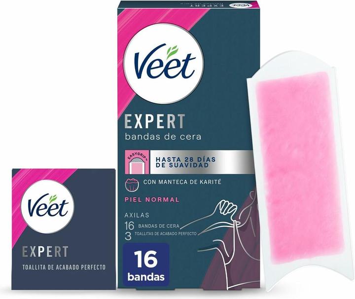 Veet Bandes de cire pour aisselles - Piel Normal, 16pcs (16x, 20 g)