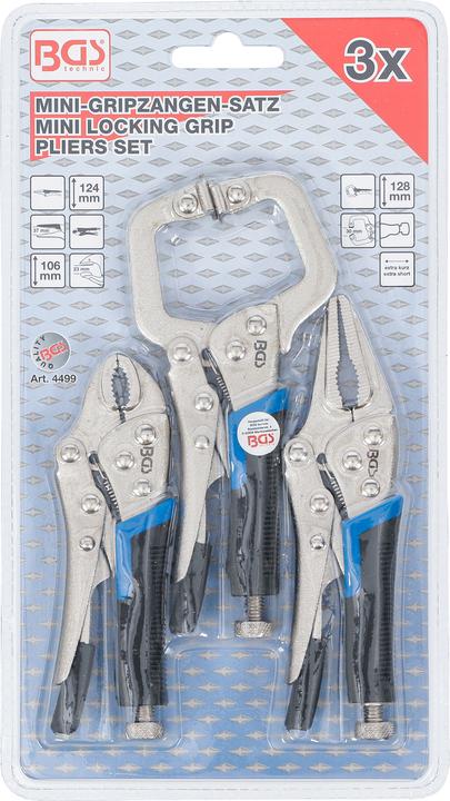 Actual product image BGS Mini Locking Grip Pliers Set 3 pcs.