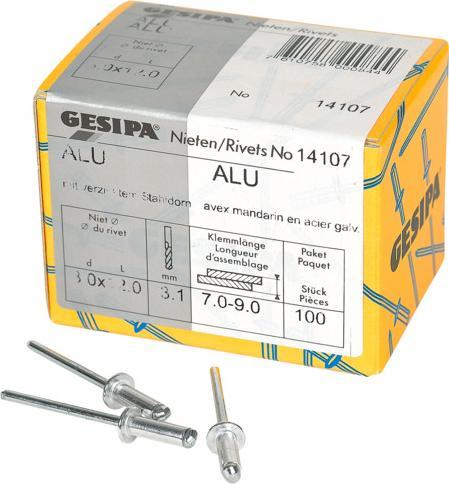 Actual product image Gesipa Blind rivets 3.0x12 mm aluminium 100 pieces