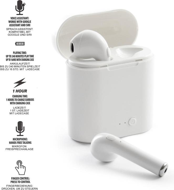 Actual product image Wiltec Bluetooth Earbuds Earphones Cordless Bluetooth 5.0 with Charging Station 210min Play Time (3.50 h, Wireless)