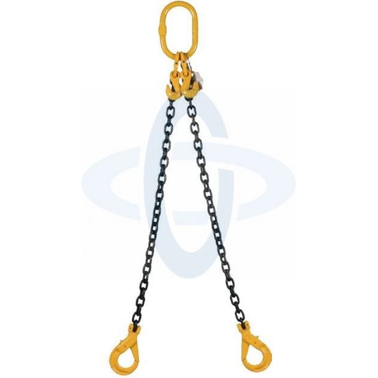 Forankra, Nastro trasportatore, ZAWIESIE ŁAŃCUCHOWE 2-CIĘGN. 2.8T/m HAKI Z ZABEZPIECZENIEM /SKRACANE D8 G80