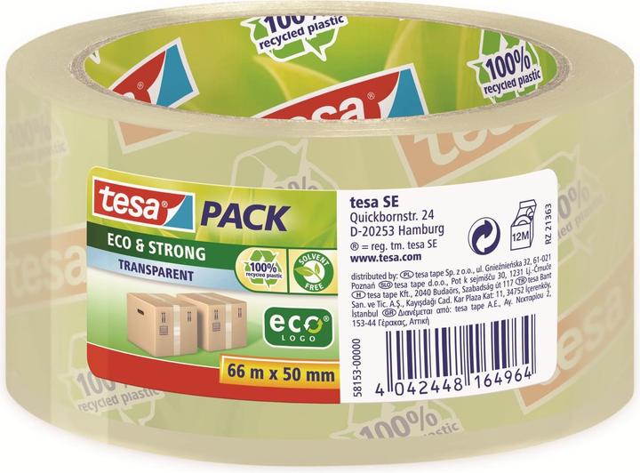Actual product image tesa tesapack ECO & STRONG packaging tape - environmentally friendly packaging tape made from 100 % (50 mm)