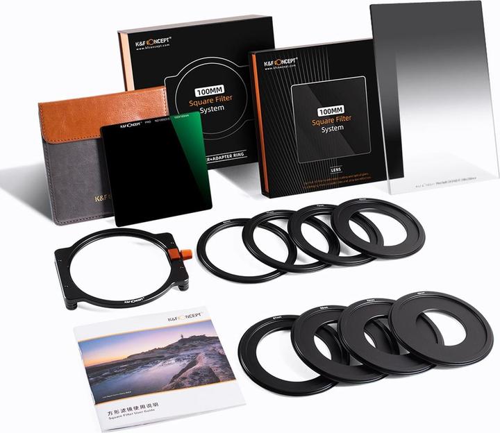 Actual product image K&F Concept Concept Filterkit Square: Houder ND1000 GND8 Soft (Graduated neutral density filter, Neutral density filter, 100 mm)