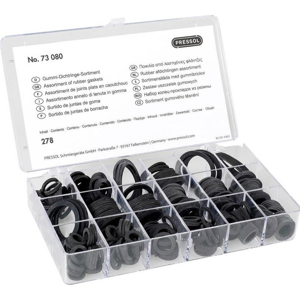 Pressol, Zubehör Sanitärinstallation, Dichtungs Sortiment Gummi Dicht Set 278 Teile 10 Abmessungen Ø 9 34 mm i Inhalt 1