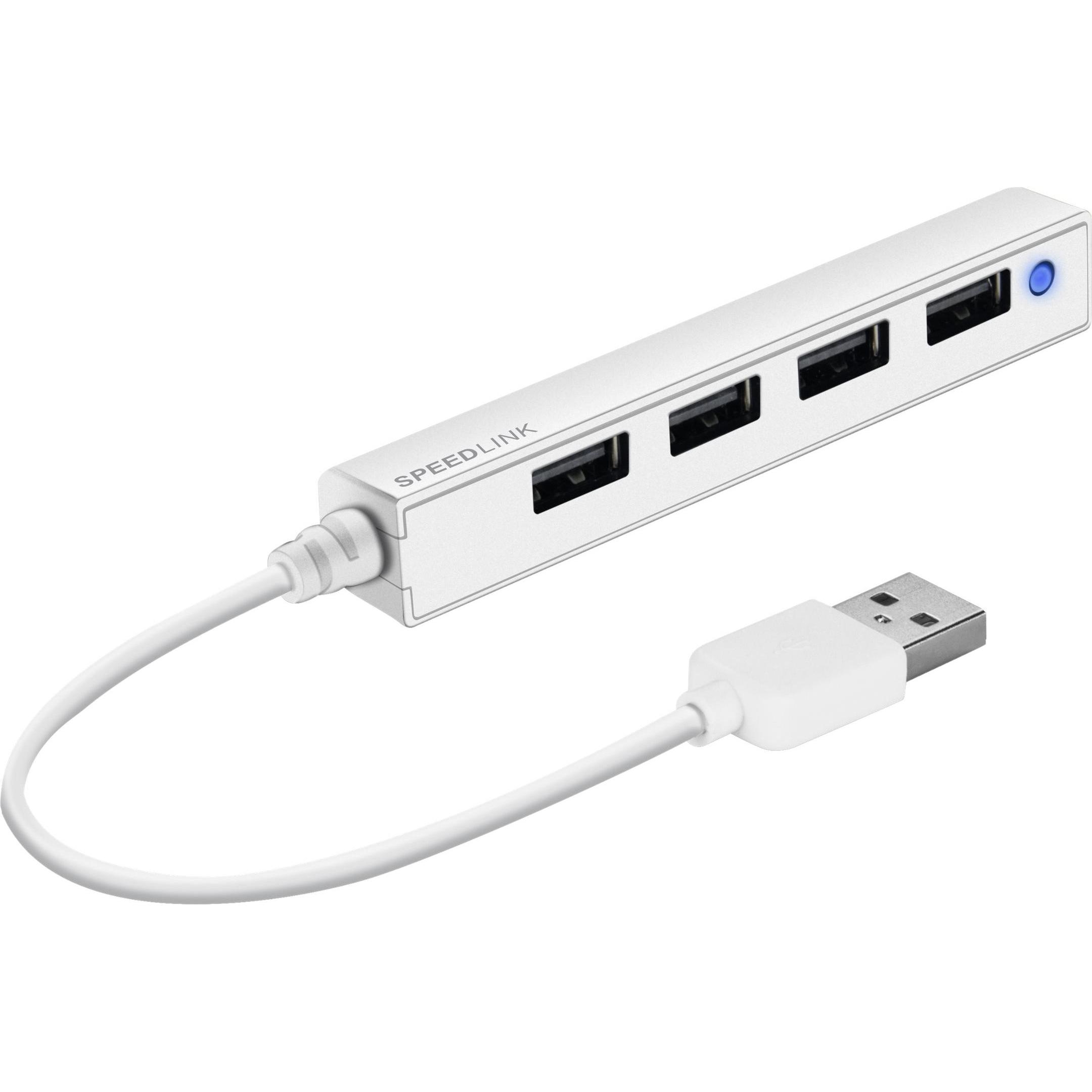 Speedlink Snappy Slim (USB-A, 4 porte), Docking station + Hub USB, Bianco