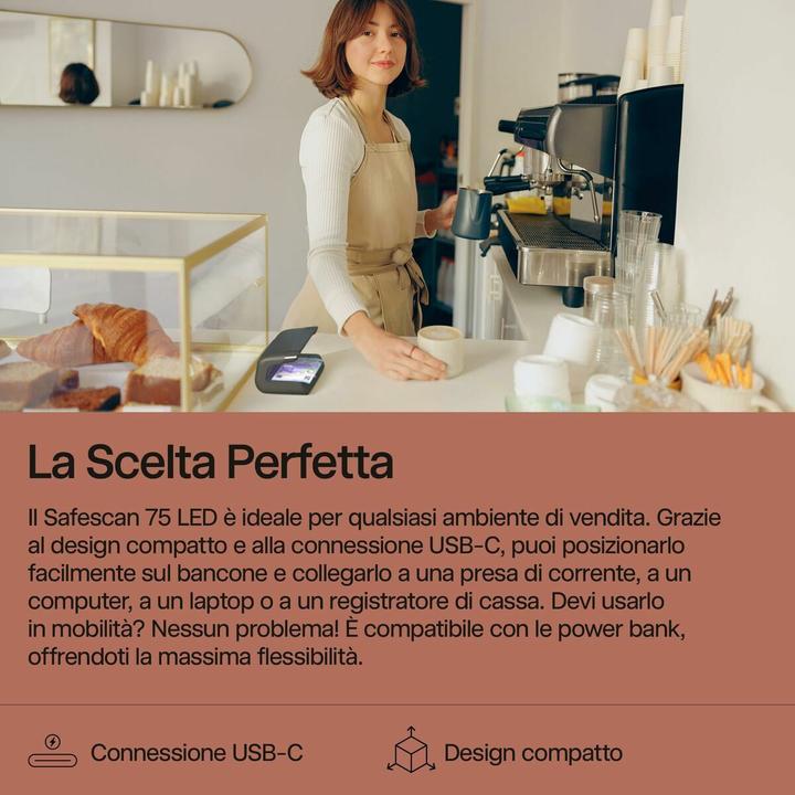 Immagine prodotto Safescan 75 LED UV/Weissl Prüfgerät Währungen, Pässe Schwarz (Validatore di banconote)