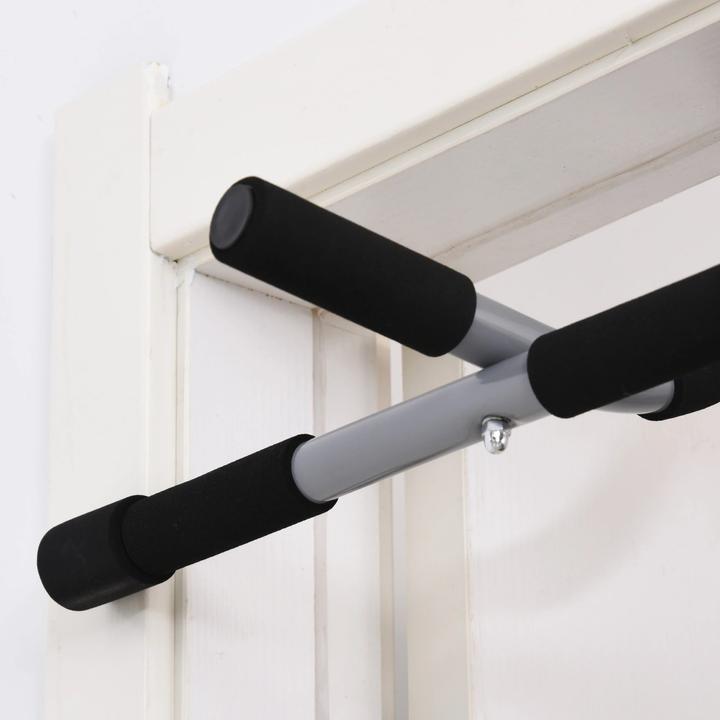 Produktbild Homcom Klimmzugstange, Trainings Halterung, Stahl, Schaumstoff, Schwarz+Grau, 92x40x17cm