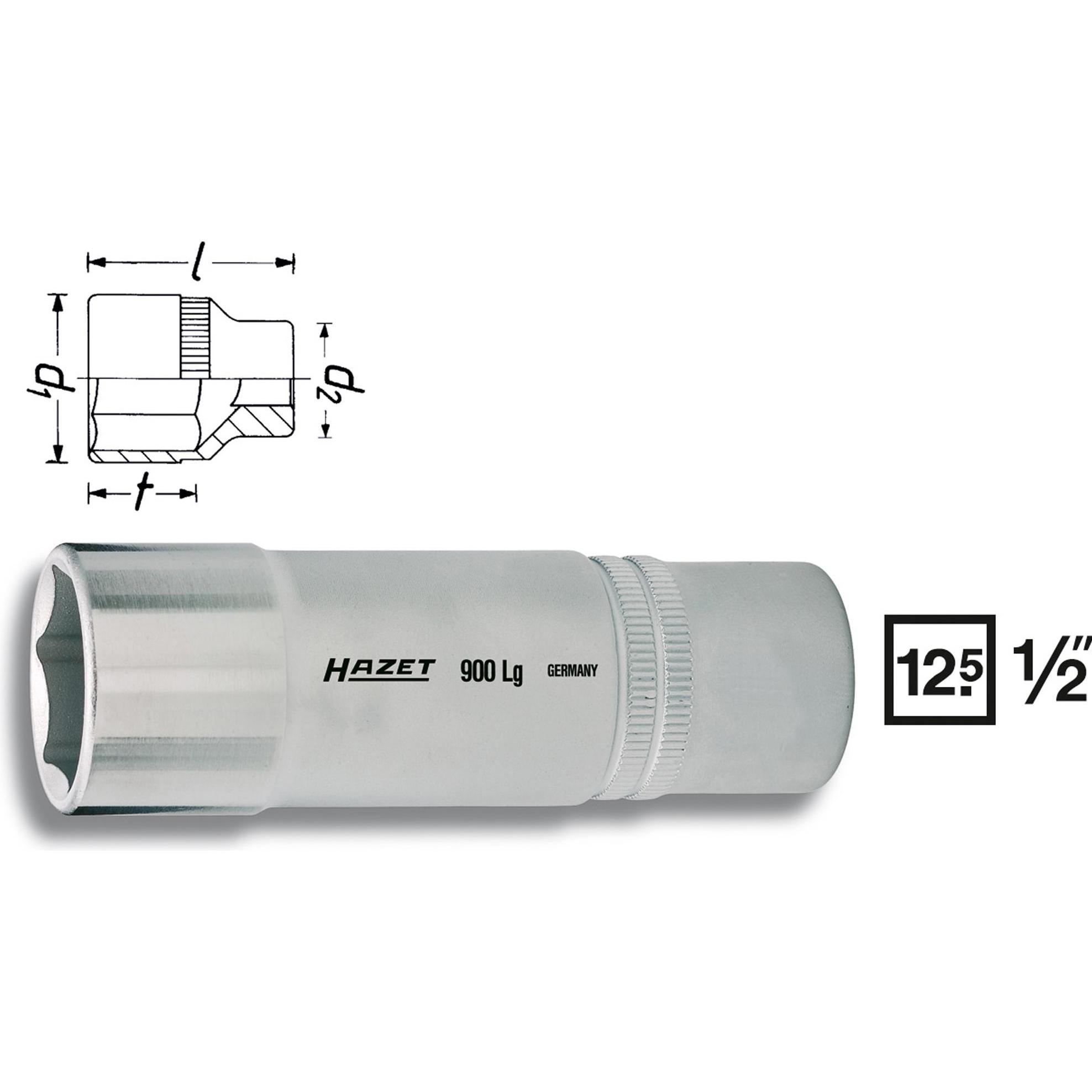 Thumbnail - HAZET, Steckschlüssel + Stecknuss, Steckschlüsseleinsatz ∙ Sechskant 900LG-16 ∙ Vierkant12,5 mm (1/2 Zoll) ∙ Aussen Sech...