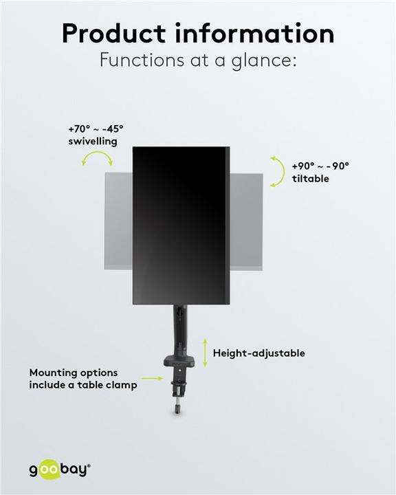 Actual product image Goobay monitor mount with gas strut (Table, 32", 9 kg)