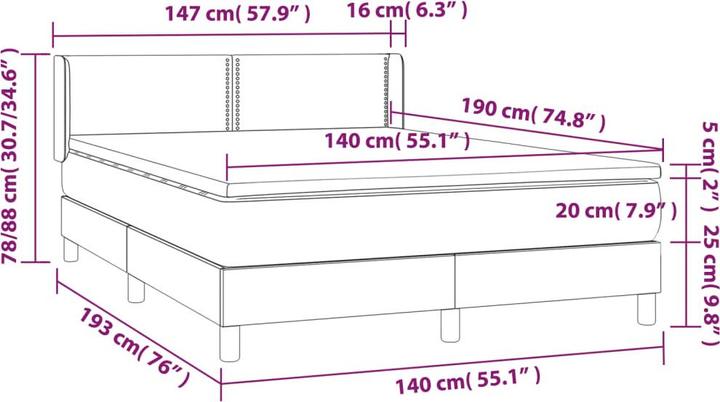 Actual product image vidaXL Boxspringbett (140 x 190 cm)