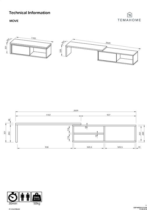 Image du produit Temahome Déplacement (110 x 35,5 x 32 cm)