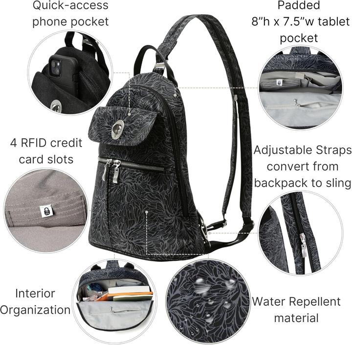 Actual product image Baggallini Naples Convertible Backpack Sling Crossbody