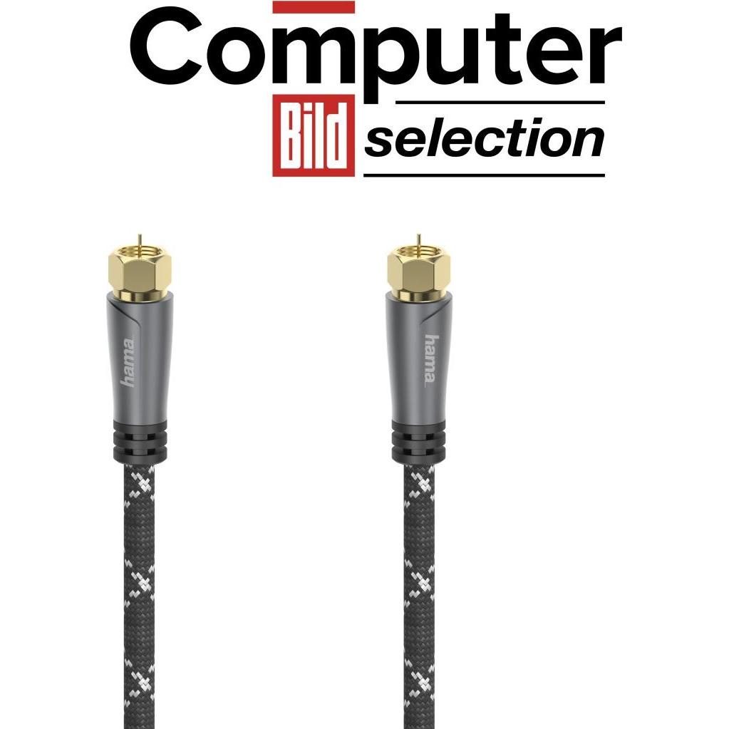 Thumbnail - Hama SAT-Anschlusskabel, F-Stecker - F-Stecker, Metall, vergoldet, 1,5 m, 120 dB (120 dB, Antennenkabel), Antennenkabel